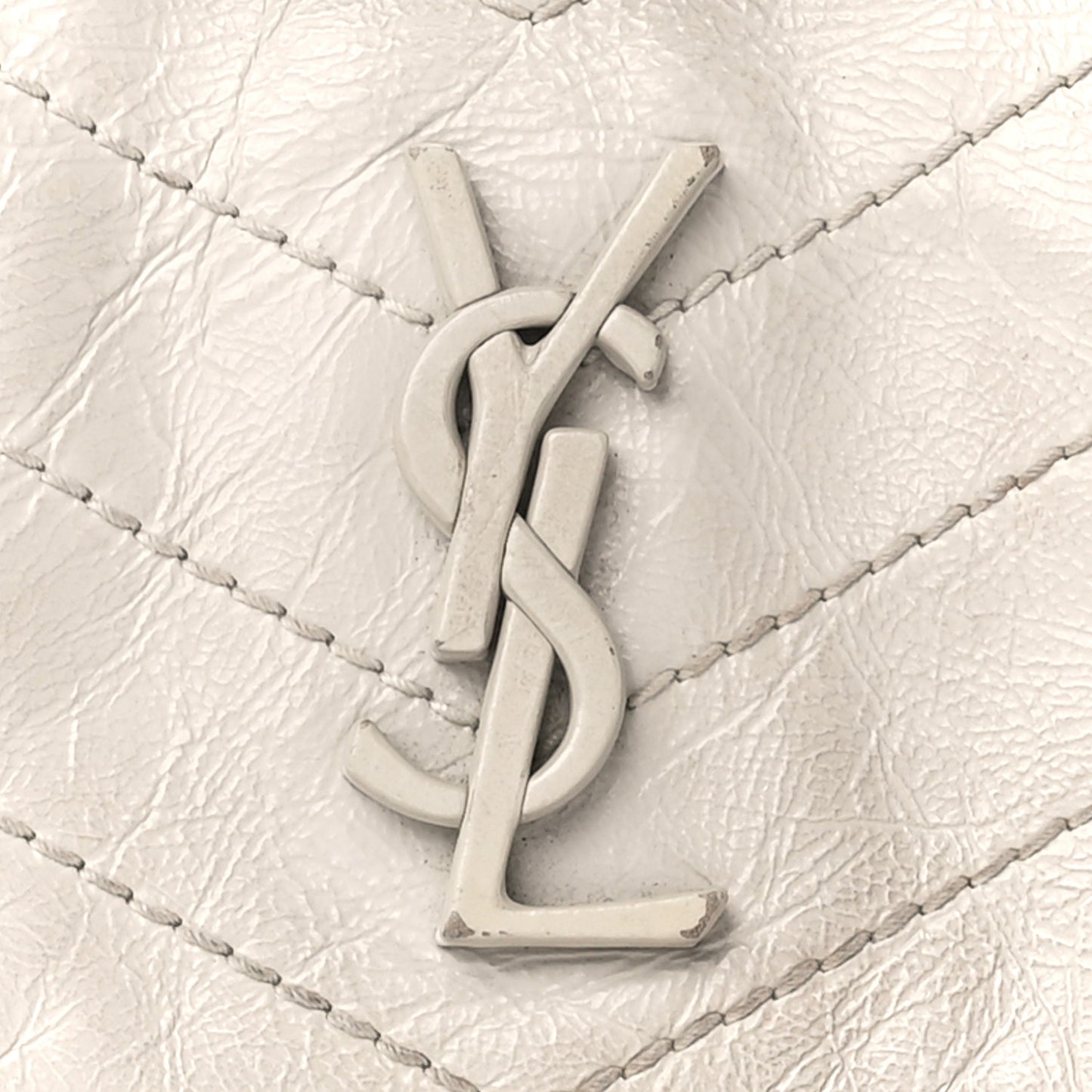 Crinkled Calfskin Matelasse Monogram Baby Niki Chain Satchel White