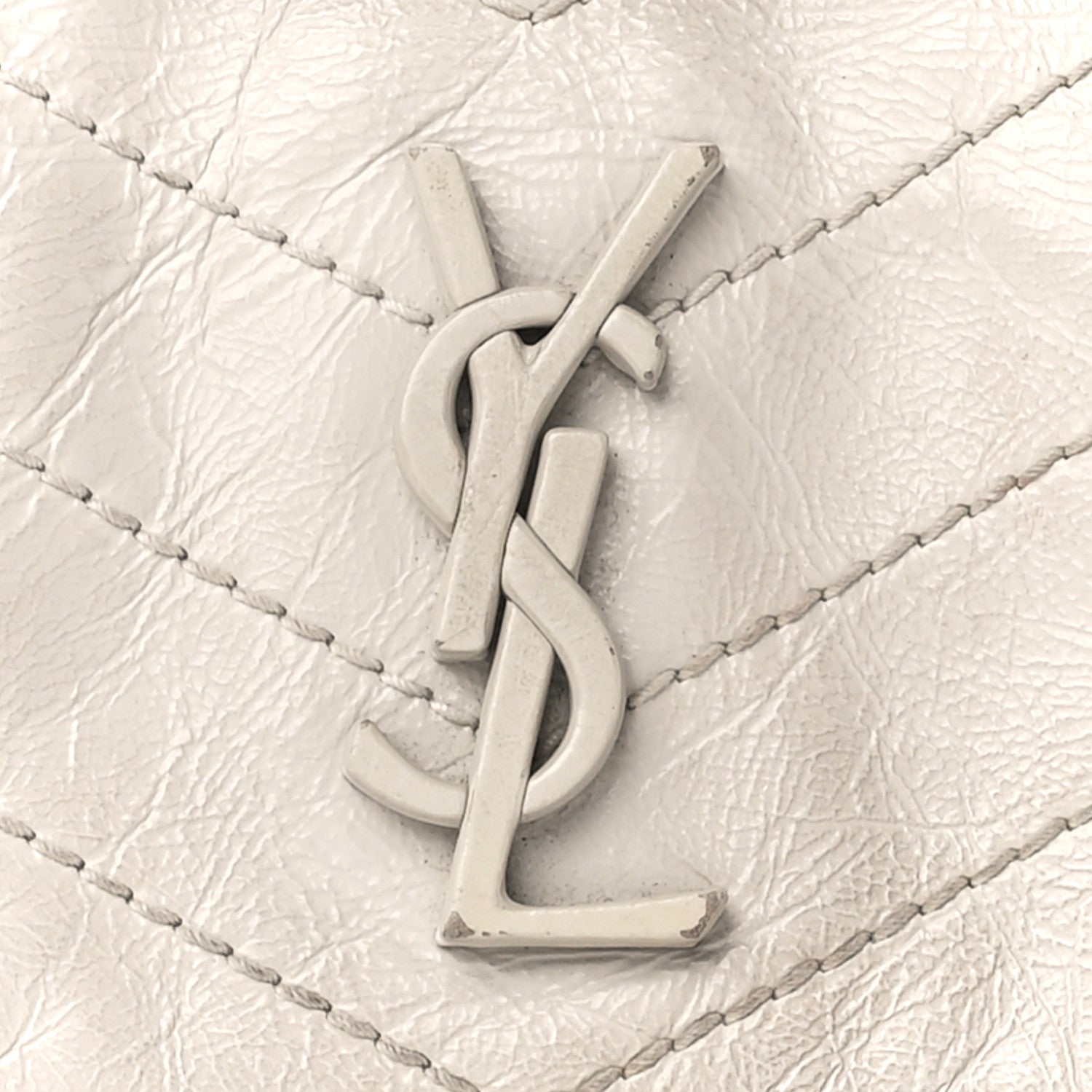 Saint Laurent Crinkled Calfskin Matelasse Monogram Baby Niki Chain Satchel White 10 of 12