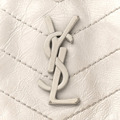 Saint Laurent Crinkled Calfskin Matelasse Monogram Baby Niki Chain Satchel White 10 of 12