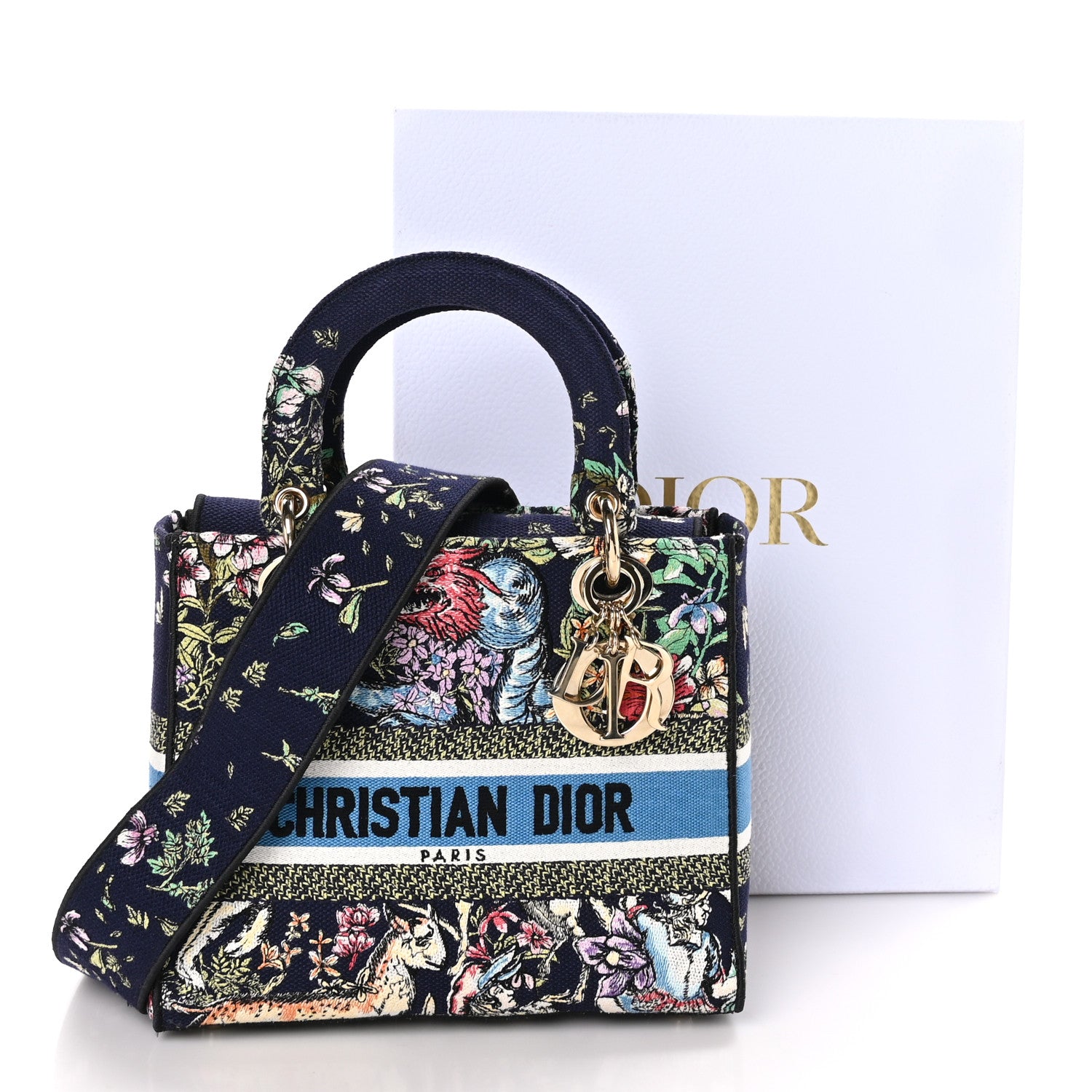Christian Dior Canvas D-Constellation Embroidered Medium Lady D-Lite Bleu Multicolor 11 of 11
