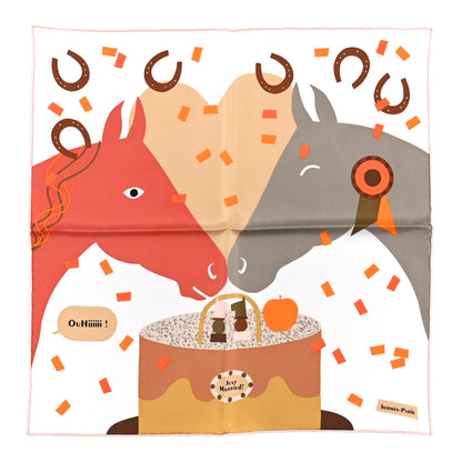 Hermes Silk Gavroche Just Married Scarf 45 White Beige Corail 1 of 3
