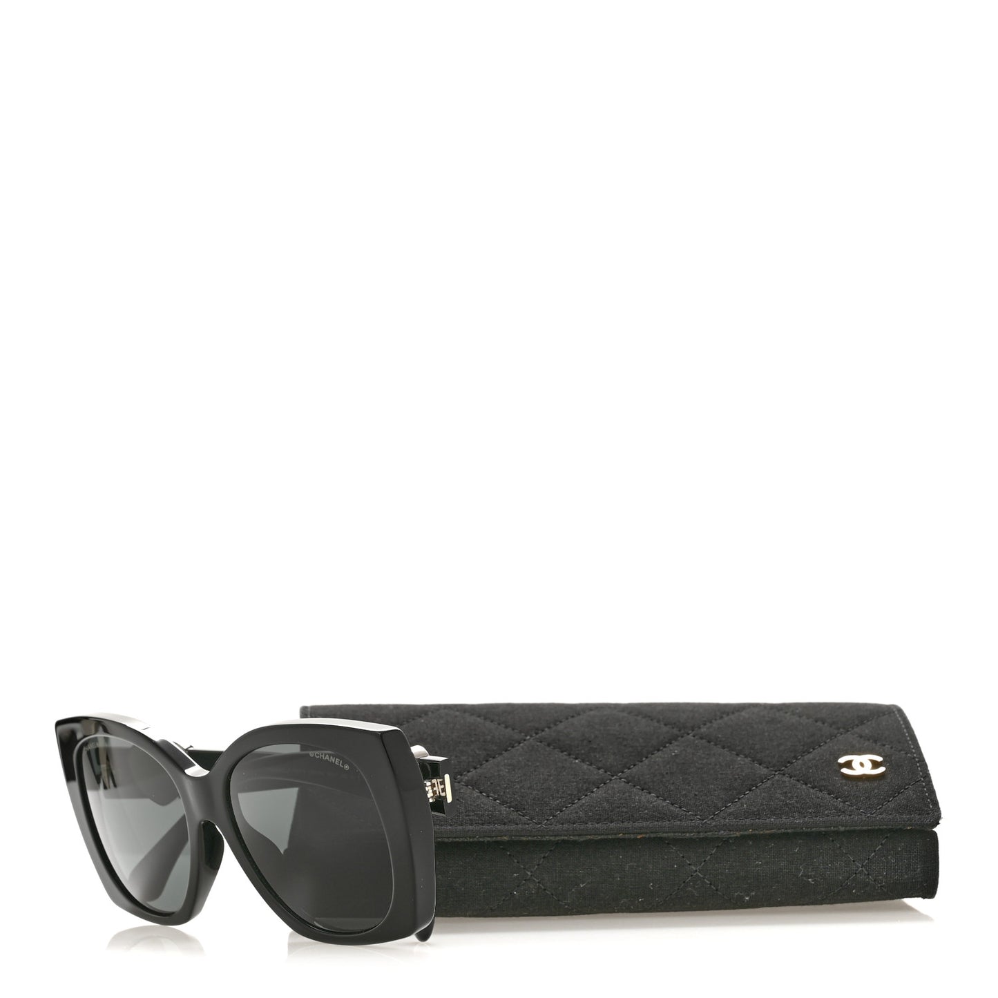 Acetate Square CC Heart Sunglasses 5519-A Black White