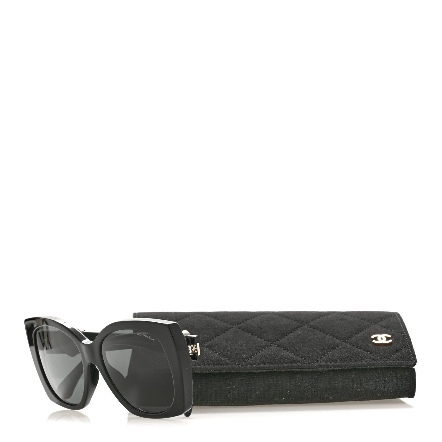 Chanel Acetate Square CC Heart Sunglasses 5519-A Black White 7 of 7