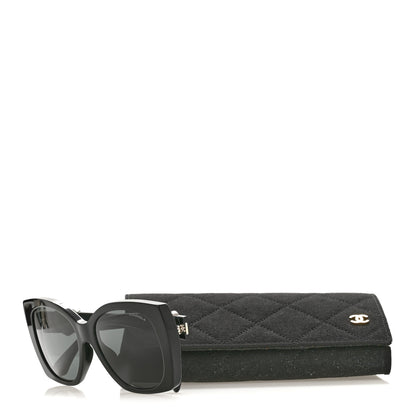 Chanel Acetate Square CC Heart Sunglasses 5519-A Black White 7 of 7