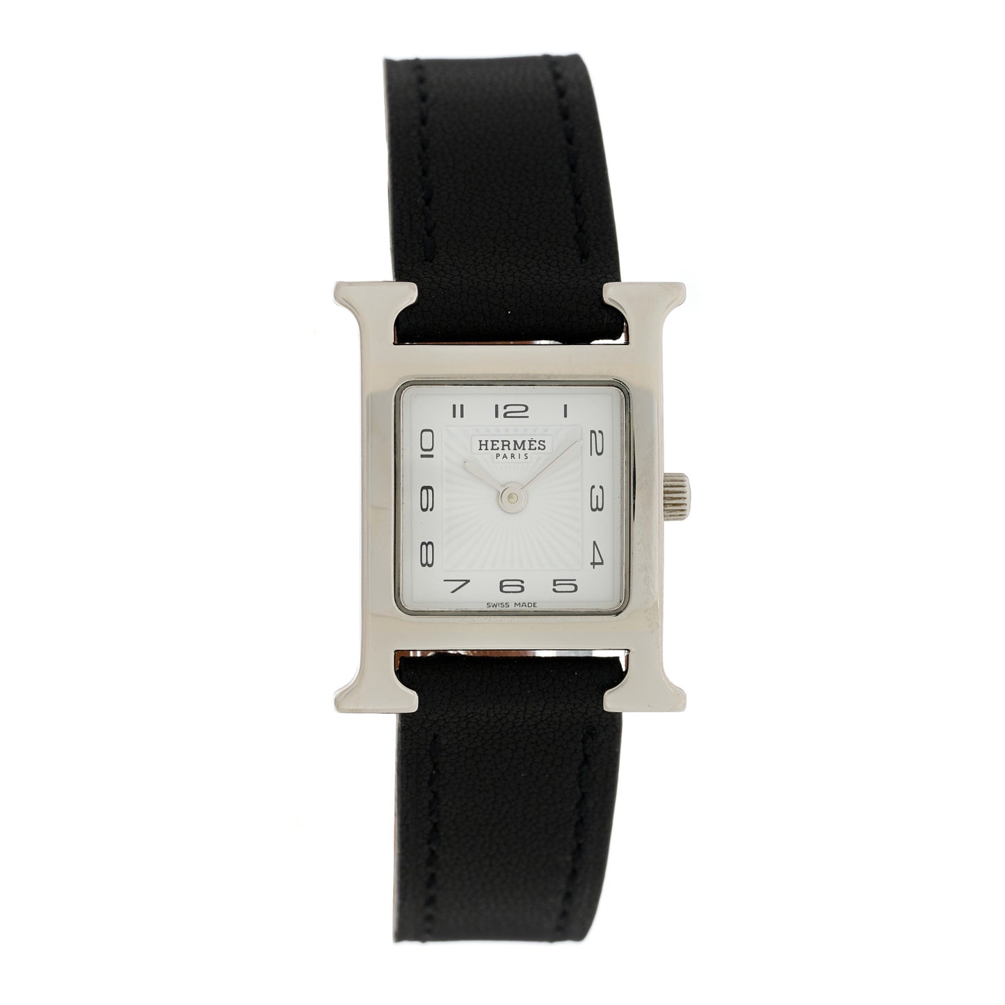 Stainless Steel Barenia 21mm Heure H Hour Quartz Watch Noir