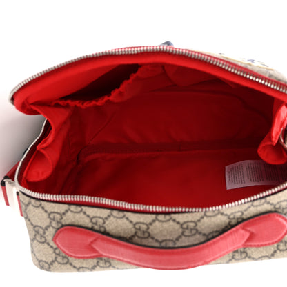 Gucci GG Supreme Monogram Blind For Love Embroidered Crossbody Bag Beige Hibiscus Red 5 of 11