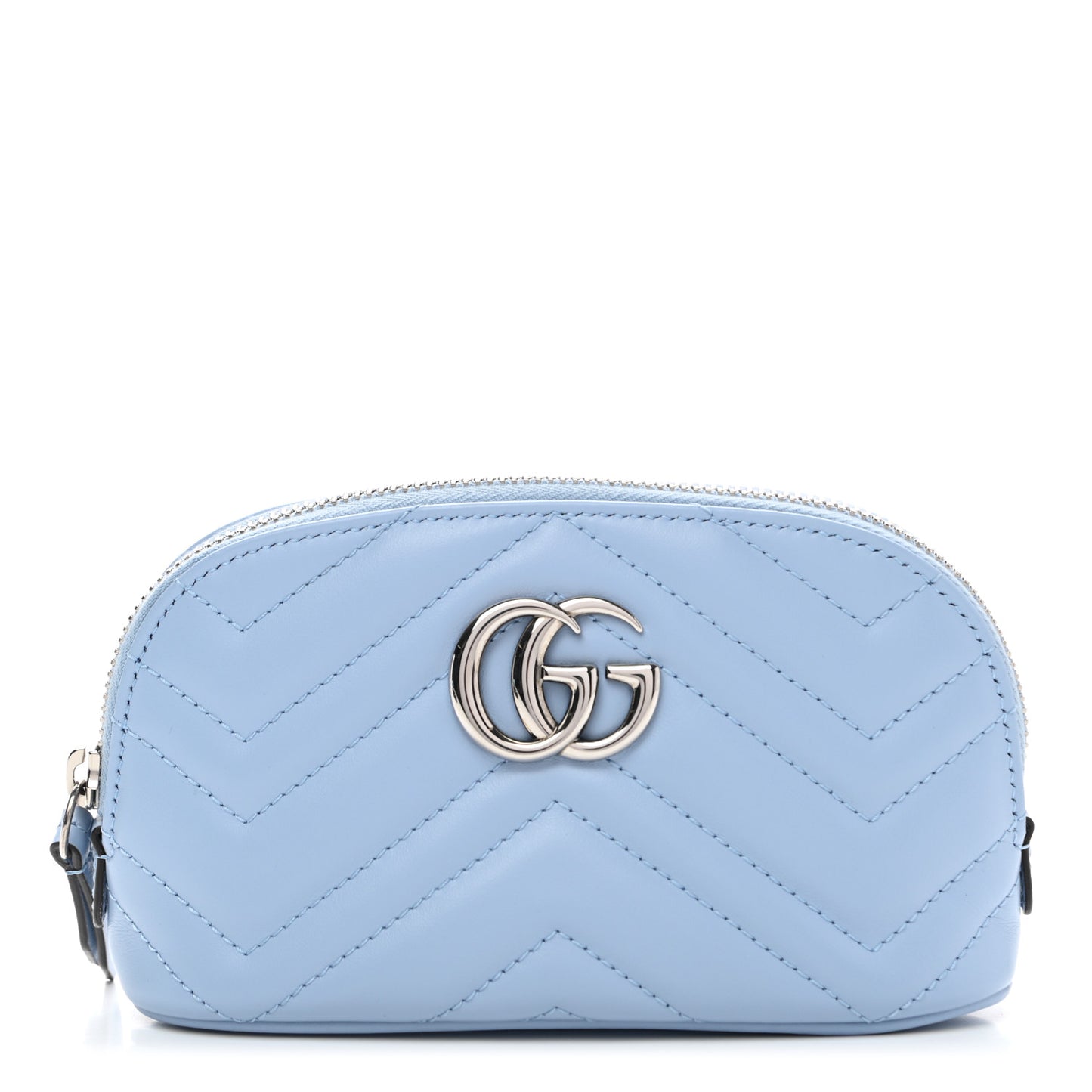 Calfskin Matelasse GG Marmont Pouch Cosmetic Case Porcelain Light Blue
