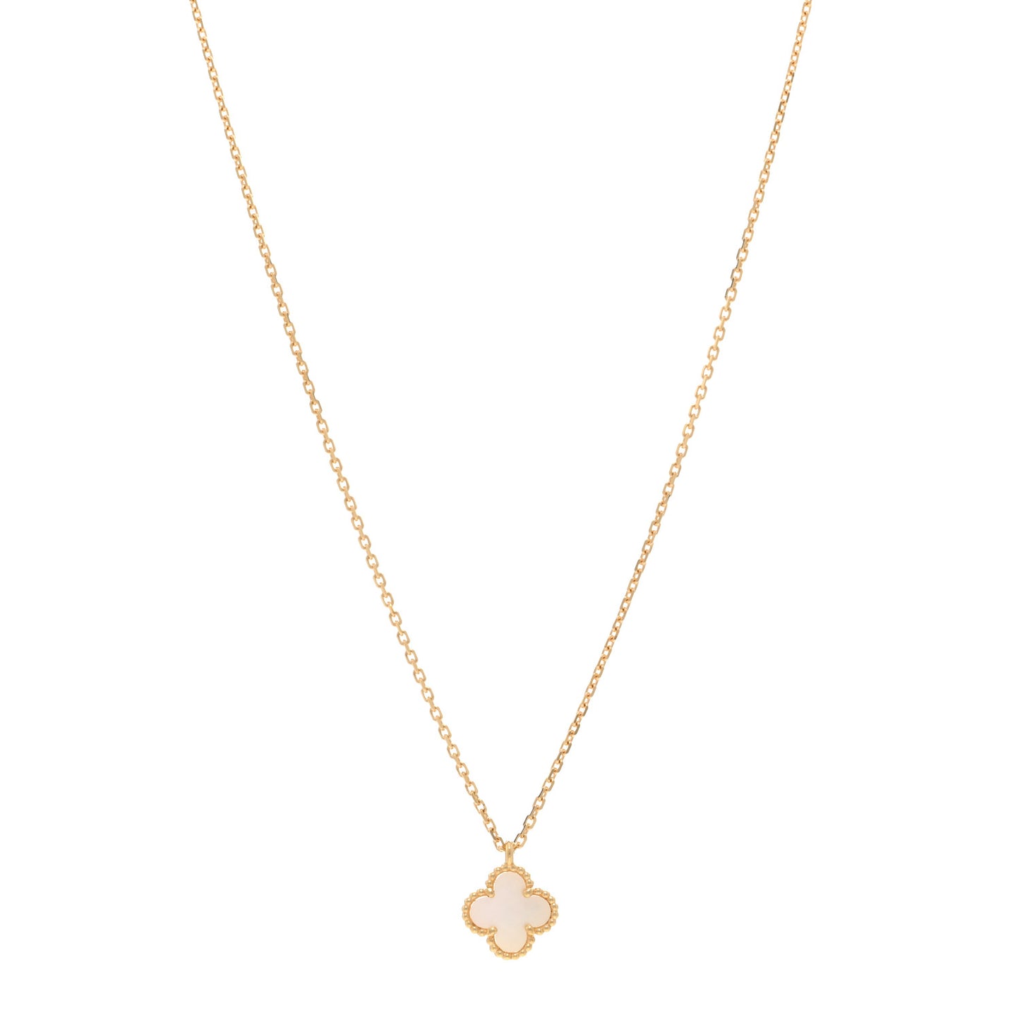 18K Yellow Gold Mother of Pearl Sweet Alhambra Pendant Necklace