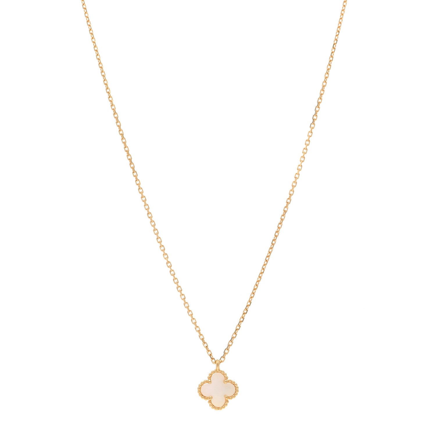 Van Cleef & Arpels 18K Yellow Gold Mother of Pearl Sweet Alhambra Pendant Necklace 1 of 7