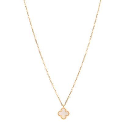 Van Cleef & Arpels 18K Yellow Gold Mother of Pearl Sweet Alhambra Pendant Necklace 1 of 7