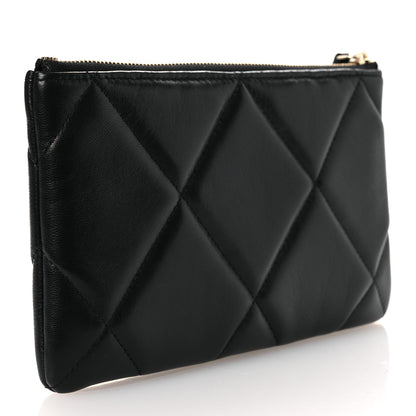 Chanel Shiny Goatskin Quilted Small Chanel 19 Pouch Black 3 of 8