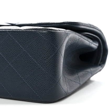 Chanel Caviar Quilted Jumbo Double Flap Blue 10 of 13