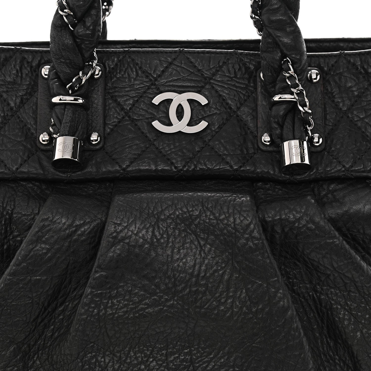 Chanel Distressed Lambskin Vintage Ligne Lady Braid Tote Black 8 of 11