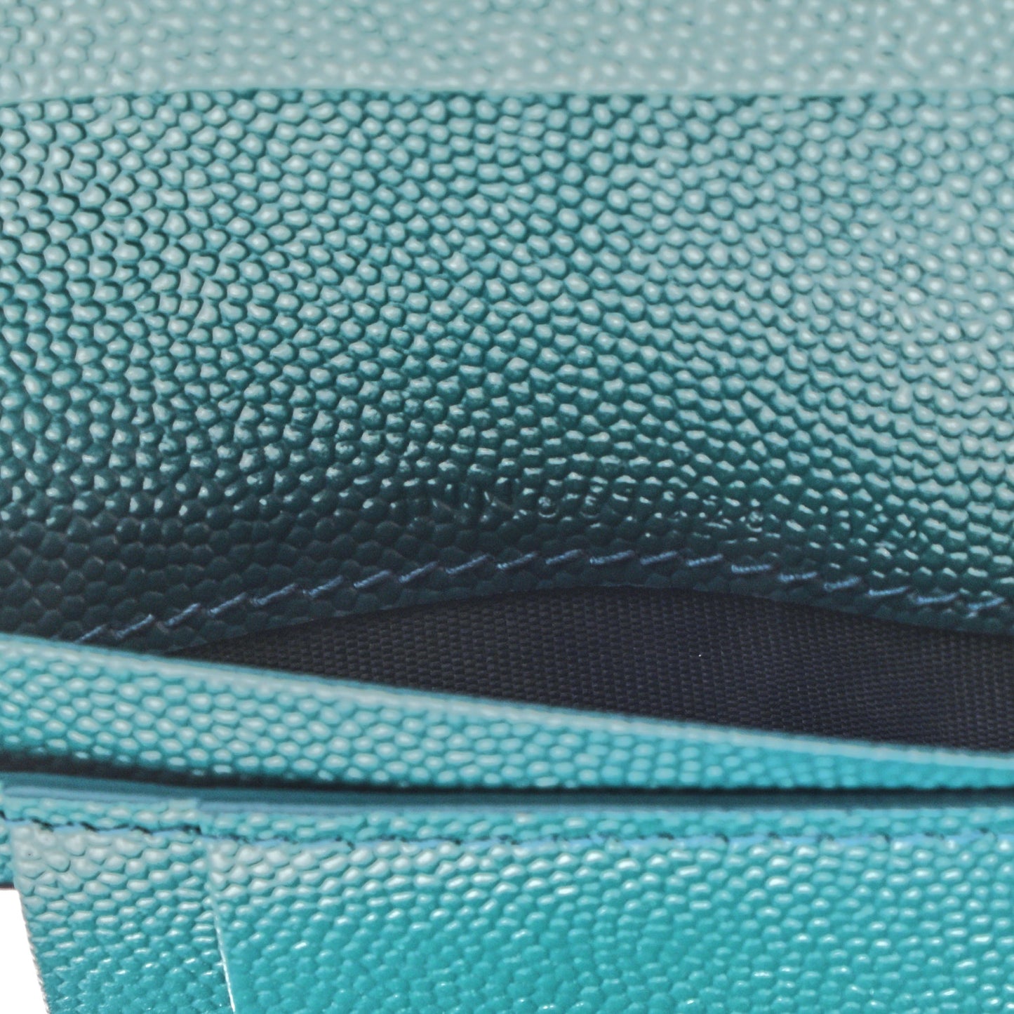 Grain De Poudre Mixed Matelasse Triquilt Monogram Compact Tri Fold Wallet Sea Turquoise