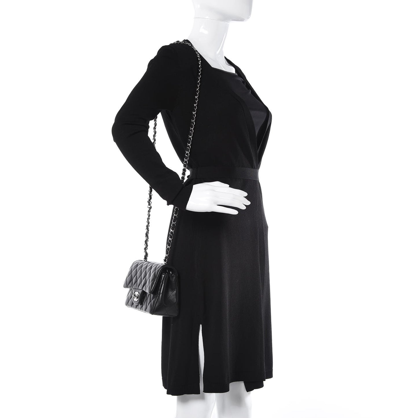Lambskin Quilted Mini Rectangular Flap Black