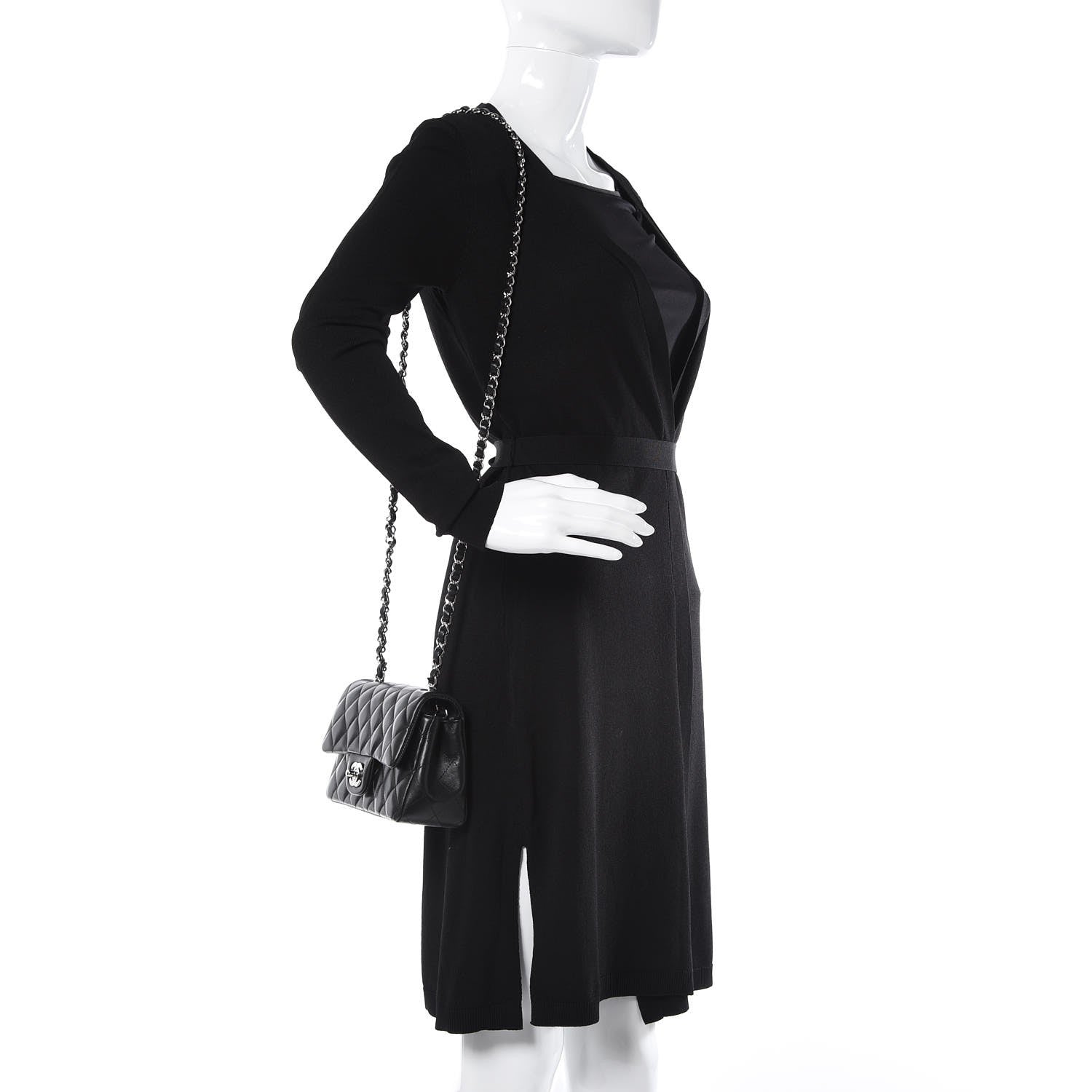 Chanel Lambskin Quilted Mini Rectangular Flap Black 2 of 8