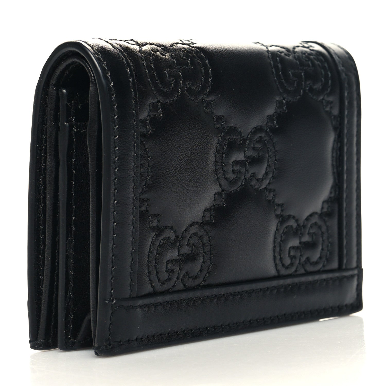 Gucci Calfskin GG Matelasse Card Case Wallet Black 3 of 9