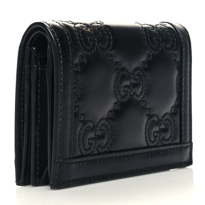 Gucci Calfskin GG Matelasse Card Case Wallet Black 3 of 9