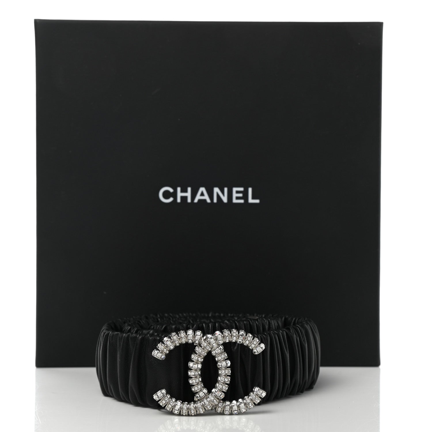 Chanel Calfskin Crystal CC Belt 70 28 Black 4 of 4