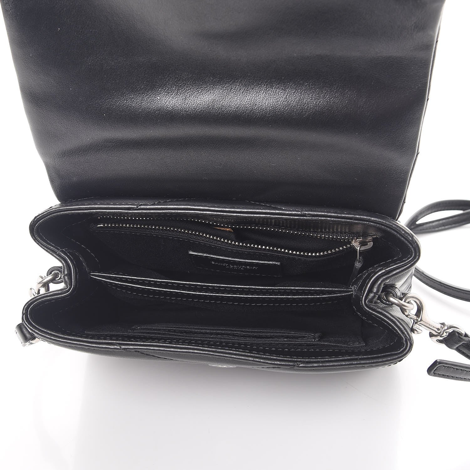 Saint Laurent Calfskin Y Quilted Monogram Toy Loulou Crossbody Bag Black 5 of 9