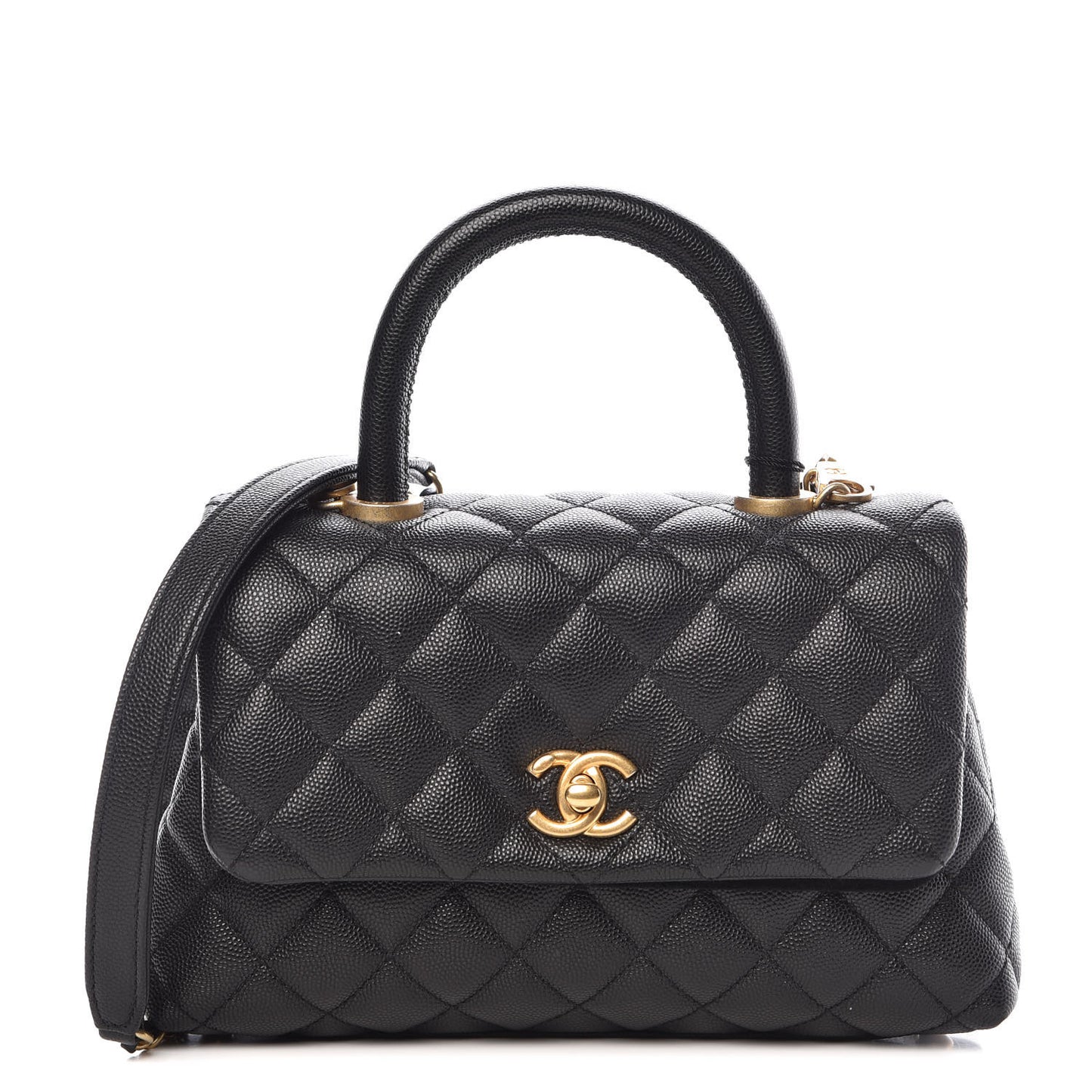 Caviar Quilted Mini Coco Handle Flap Black