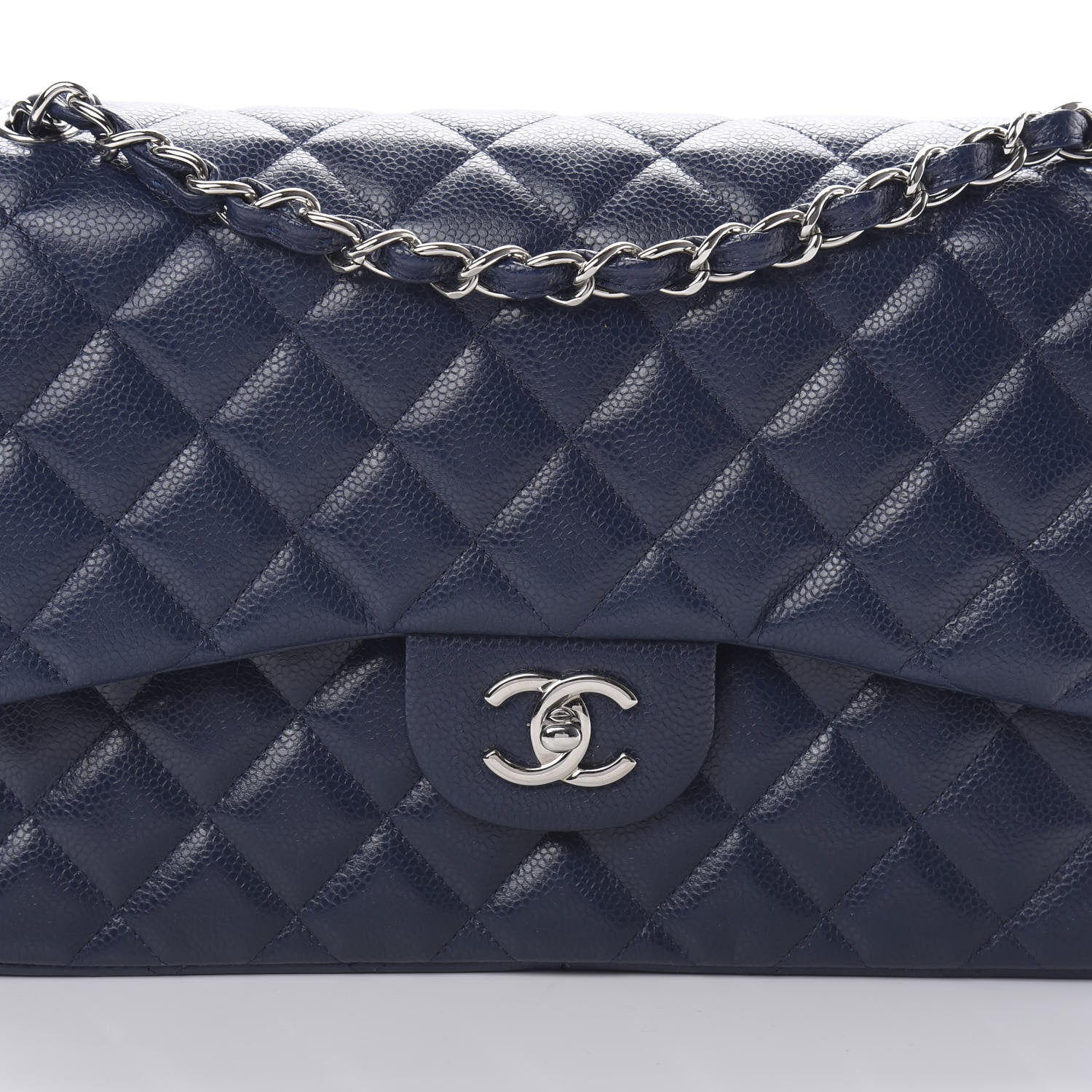 Chanel Caviar Quilted Jumbo Double Flap Navy Blue 9 of 14