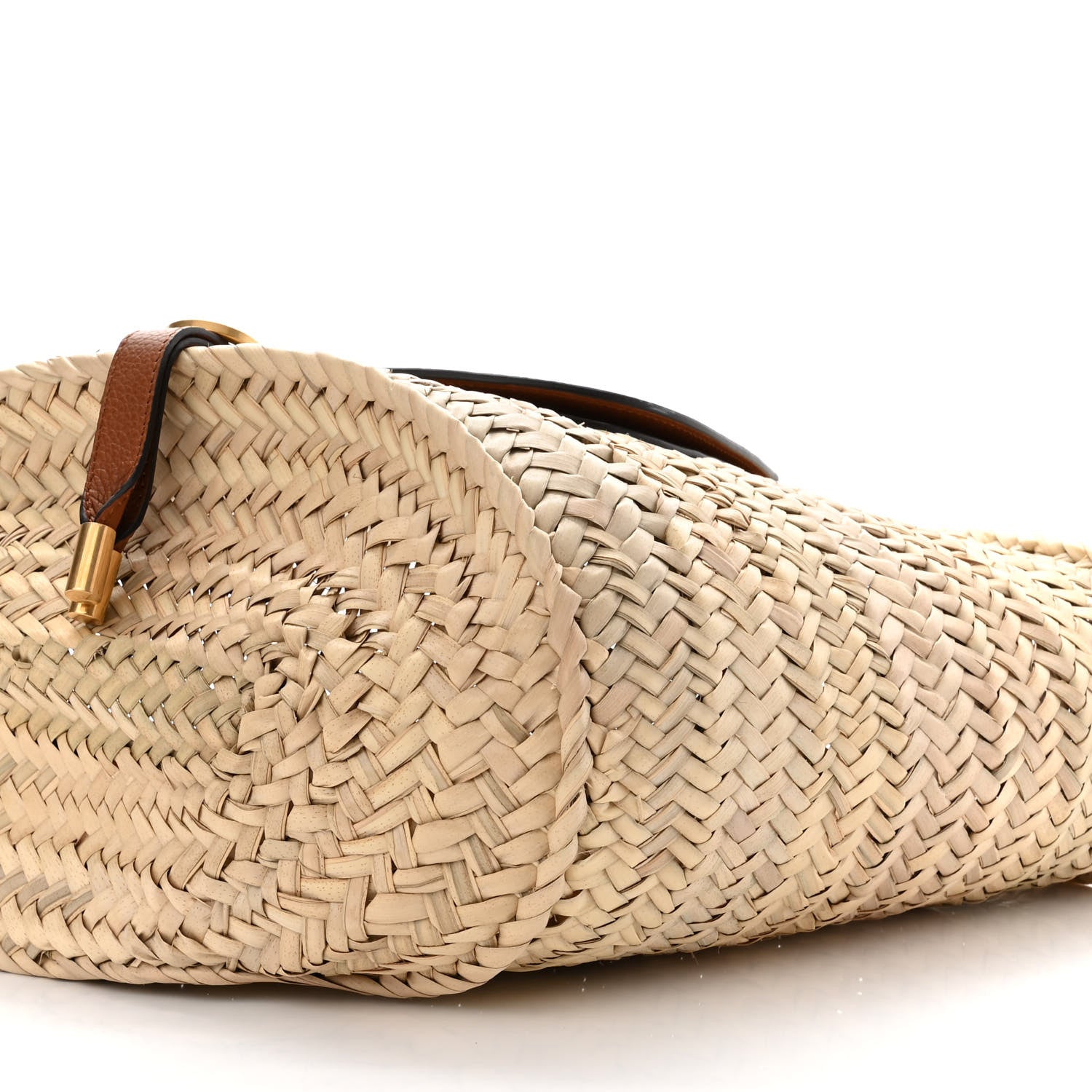 Chloe Raffia Small Grain Calfskin Medium Marcie Basket Tan 9 of 11