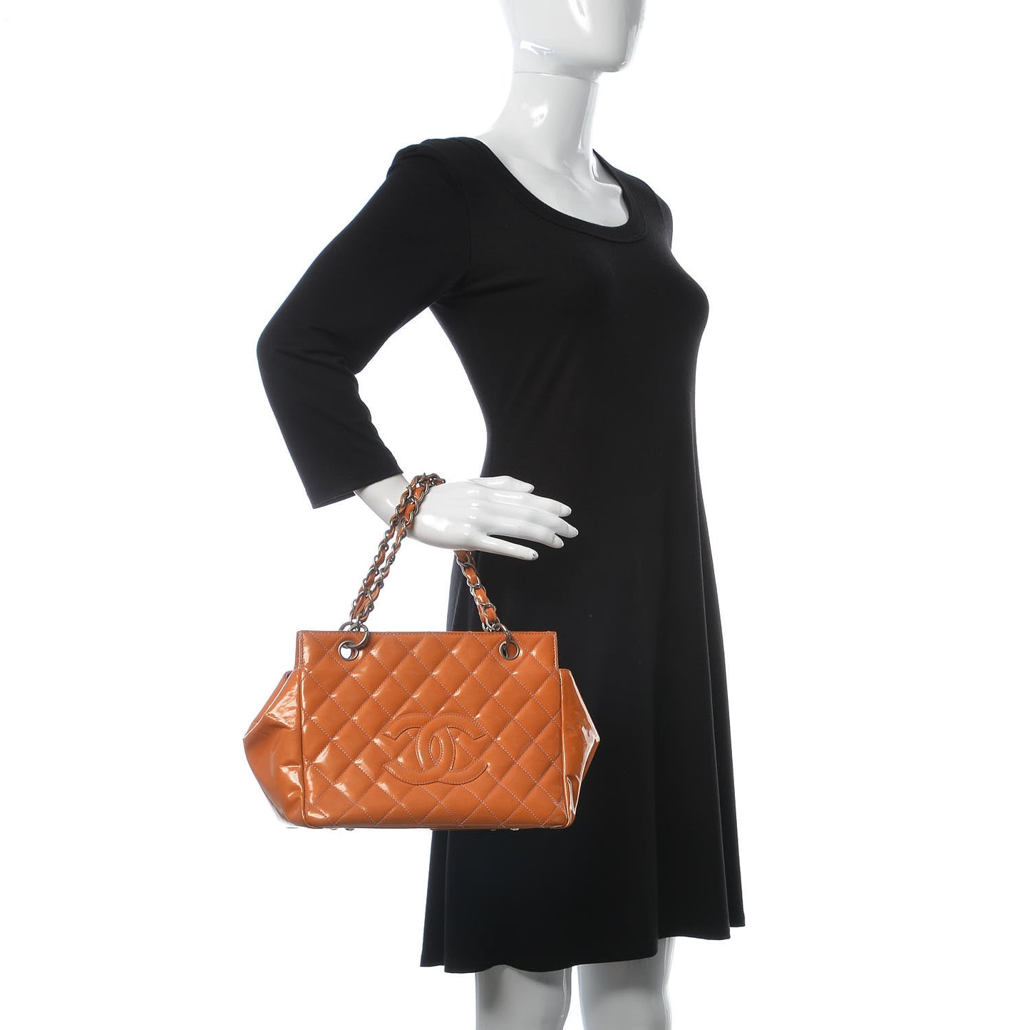 Patent Quilted Petit Timeless Tote PTT Orange