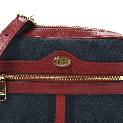 Gucci Suede Calfskin Web Mini Ophidia Shoulder Bag New Blue Romantic Cherry 8 of 9