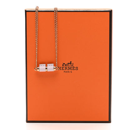 Hermes Swift Rose Gold Charniere Pendant Necklace Mauve Pale 6 of 6