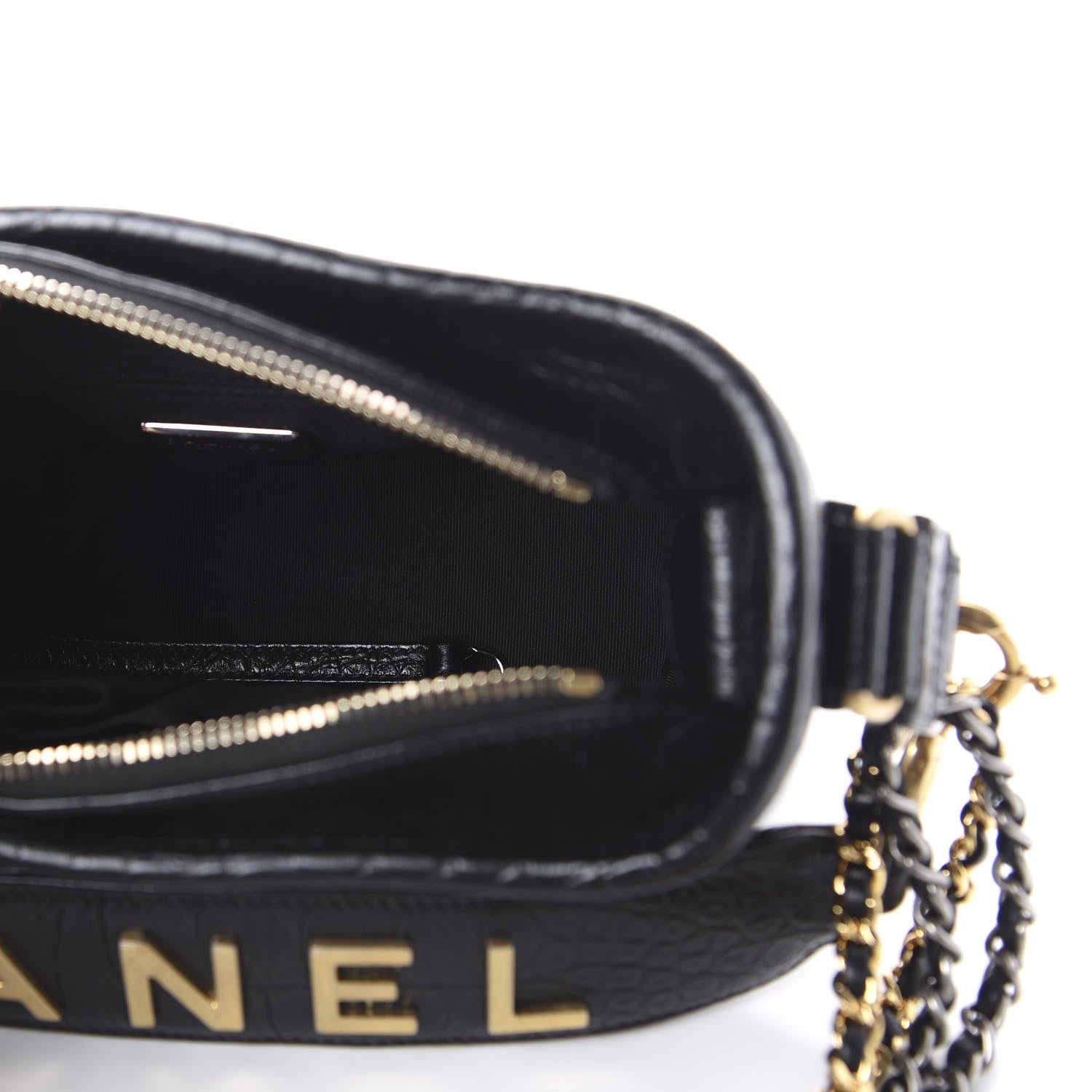 Chanel Calfskin Crocodile Embossed Small Gabrielle Cocodile Hobo Black 5 of 10