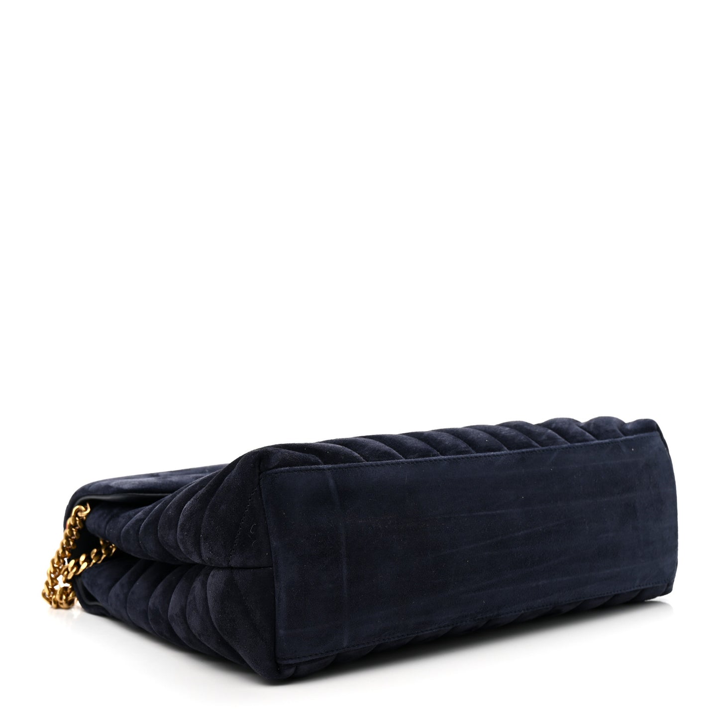 Suede Calfskin Y Quilted Monogram Medium Loulou Chain Satchel Deep Marine