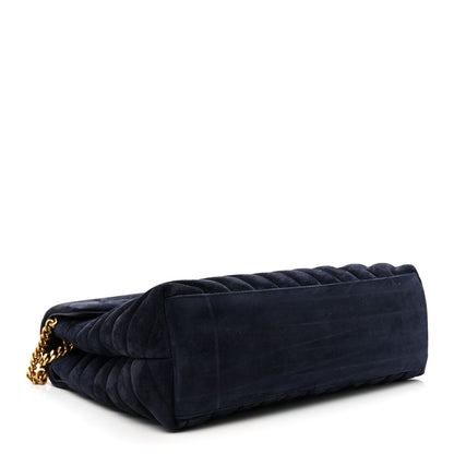 Saint Laurent Suede Calfskin Y Quilted Monogram Medium Loulou Chain Satchel Deep Marine 4 of 12