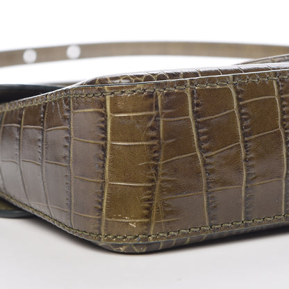Givenchy Calfskin Crocodile Embossed Mini Nobile Shoulder Bag Khaki 5 of 10