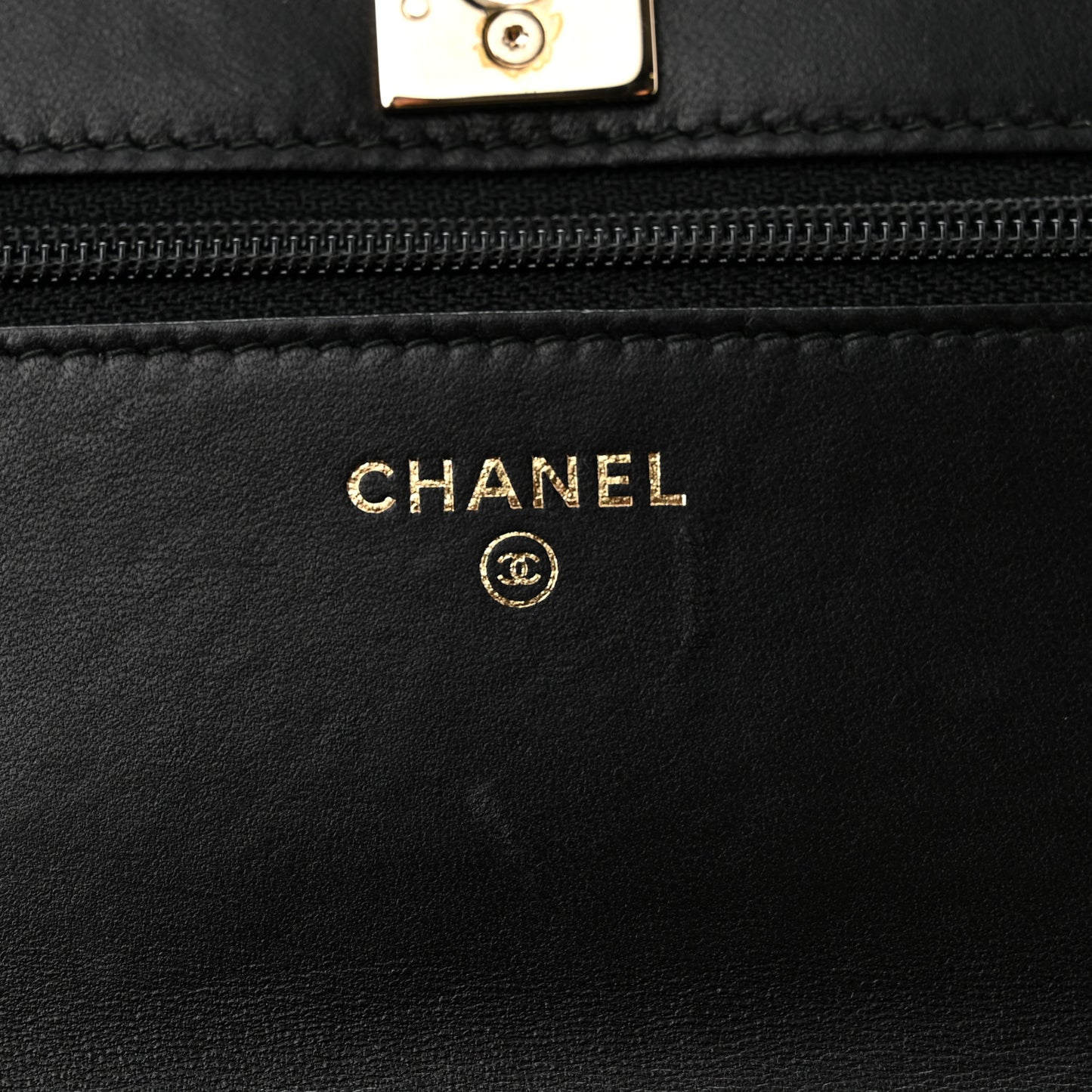 Lambskin Quilted Trendy CC Wallet On Chain WOC Black