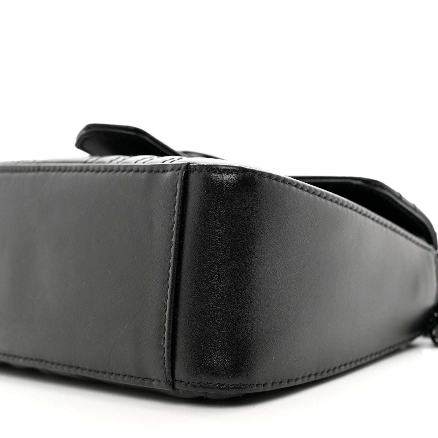 Gucci Calfskin Matelasse Monochrome Mini GG Marmont Top Handle Shoulder Bag Black 10 of 10