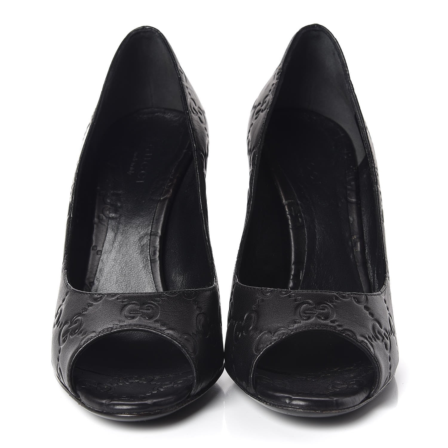 Gucci Guccissima GG Peep Toe Heels 36 Black 2 of 11