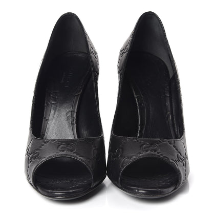 Gucci Guccissima GG Peep Toe Heels 36 Black 2 of 11