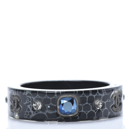 Chanel Resin Crystal CC Bangle Bracelet Black Blue 3 of 4