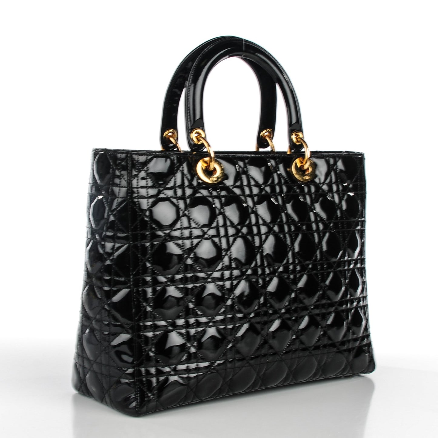 Patent Cannage Large Lady Dior Black