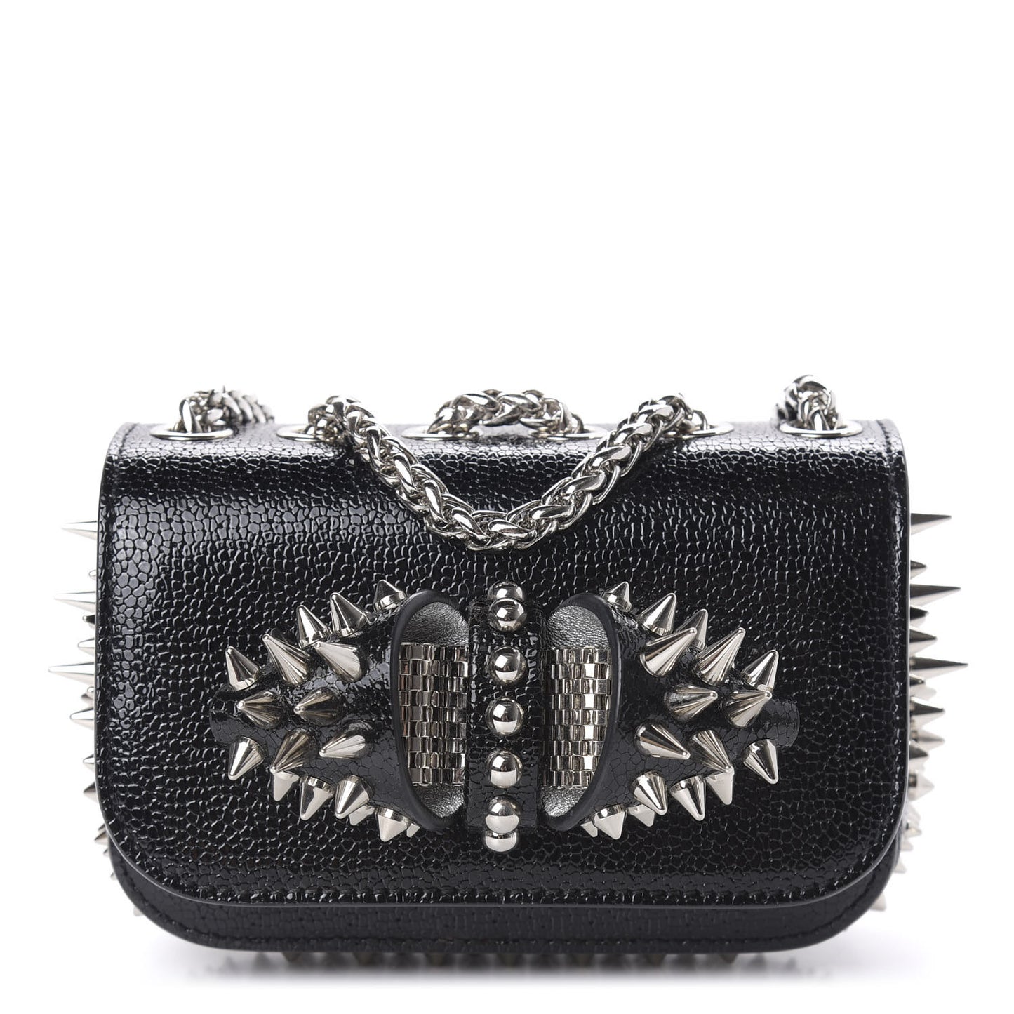 Jurassic Calfskin Spikes Sweety Charity NV Crossbody Bag Black Silver