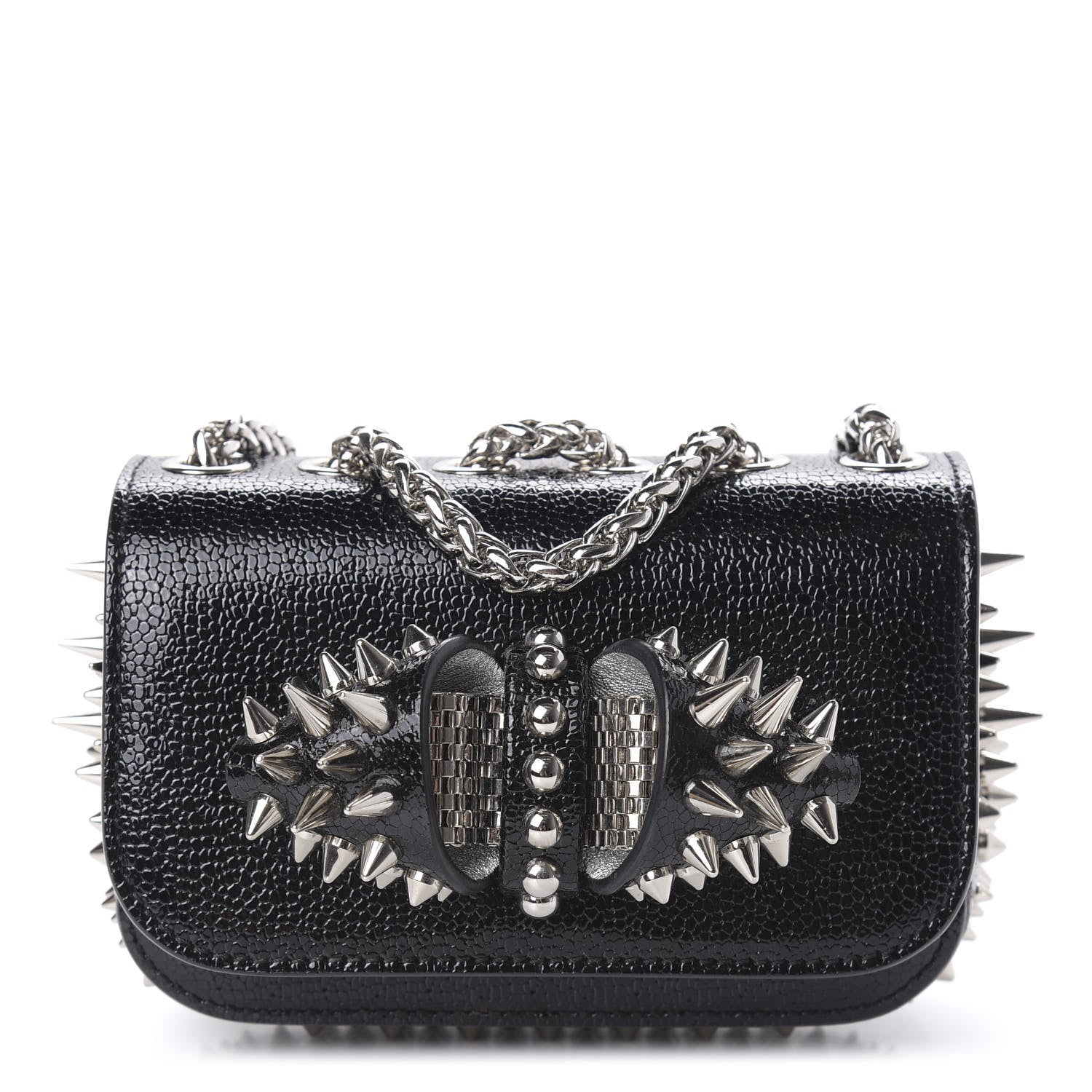 Christian Louboutin Jurassic Calfskin Spikes Sweety Charity NV Crossbody Bag Black Silver 1 of 10