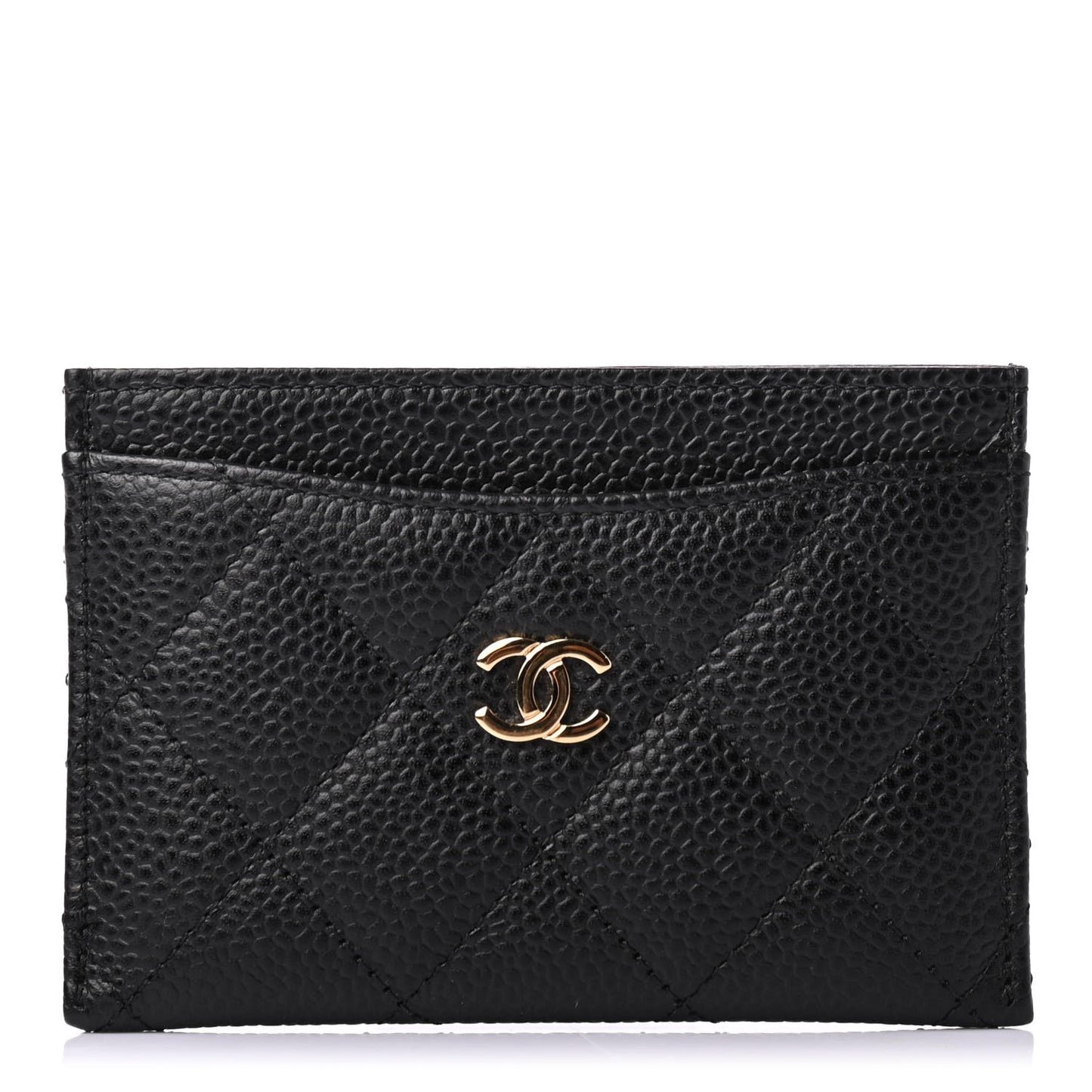 Caviar Quilted Card Holder Black