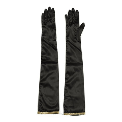 Gucci Satin Stretch Anika Gloves L Black 1 of 6