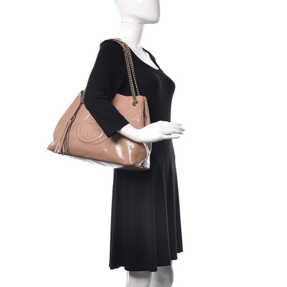 Gucci Patent Medium Soho Chain Shoulder Bag Dark Cipria 2 of 9