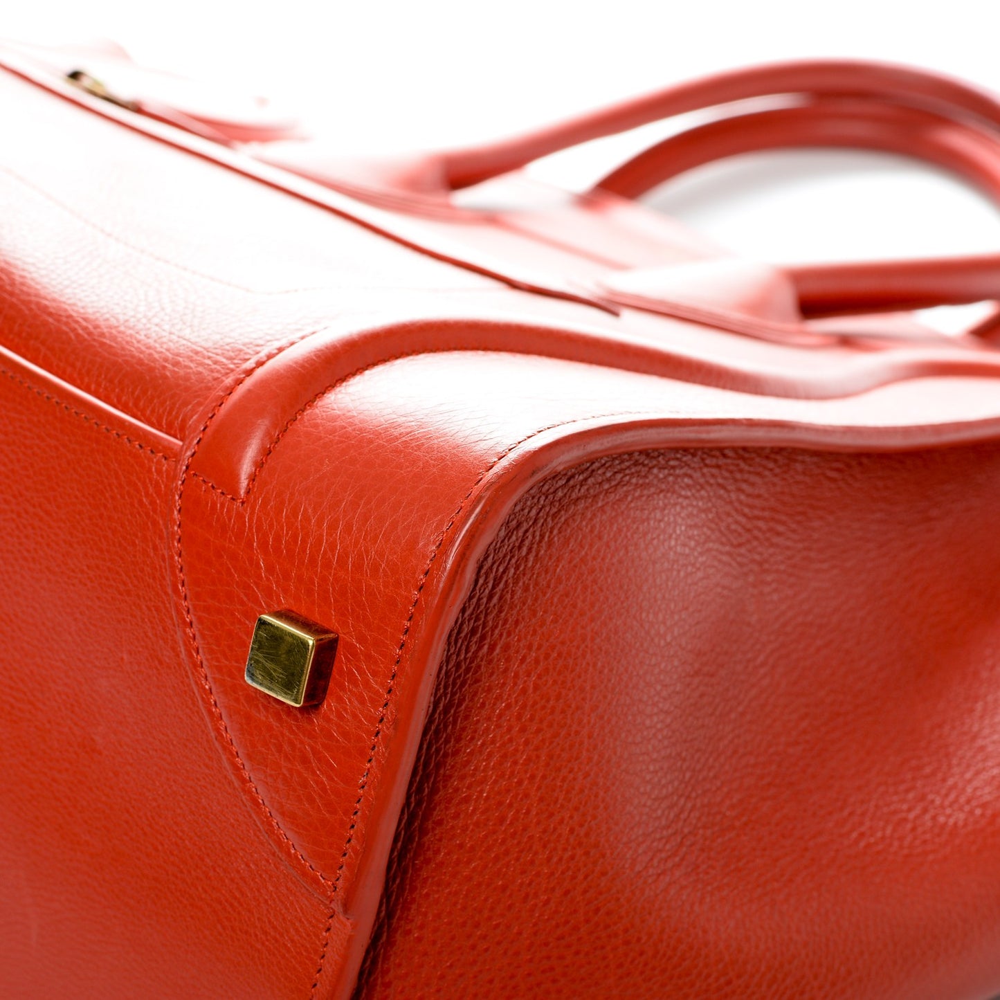 Drummed Calfskin Mini Luggage Coquelicot