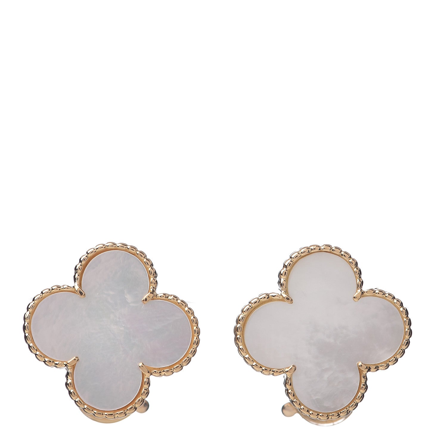 Van Cleef & Arpels 18K Yellow Gold Mother of Pearl Magic Alhambra Clip On Earrings 1 of 4