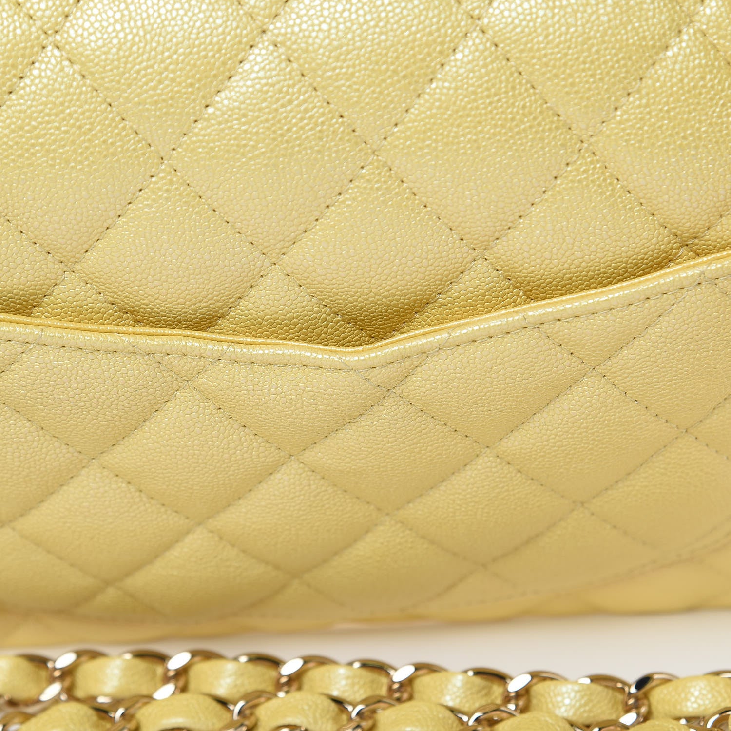 Chanel Iridescent Caviar Quilted Small Double Flap Yellow 8 of 11