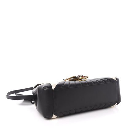 Gucci Calfskin Bamboo Trapuntata Queen Margaret Top Handle Bag Mystic White Black 4 of 15