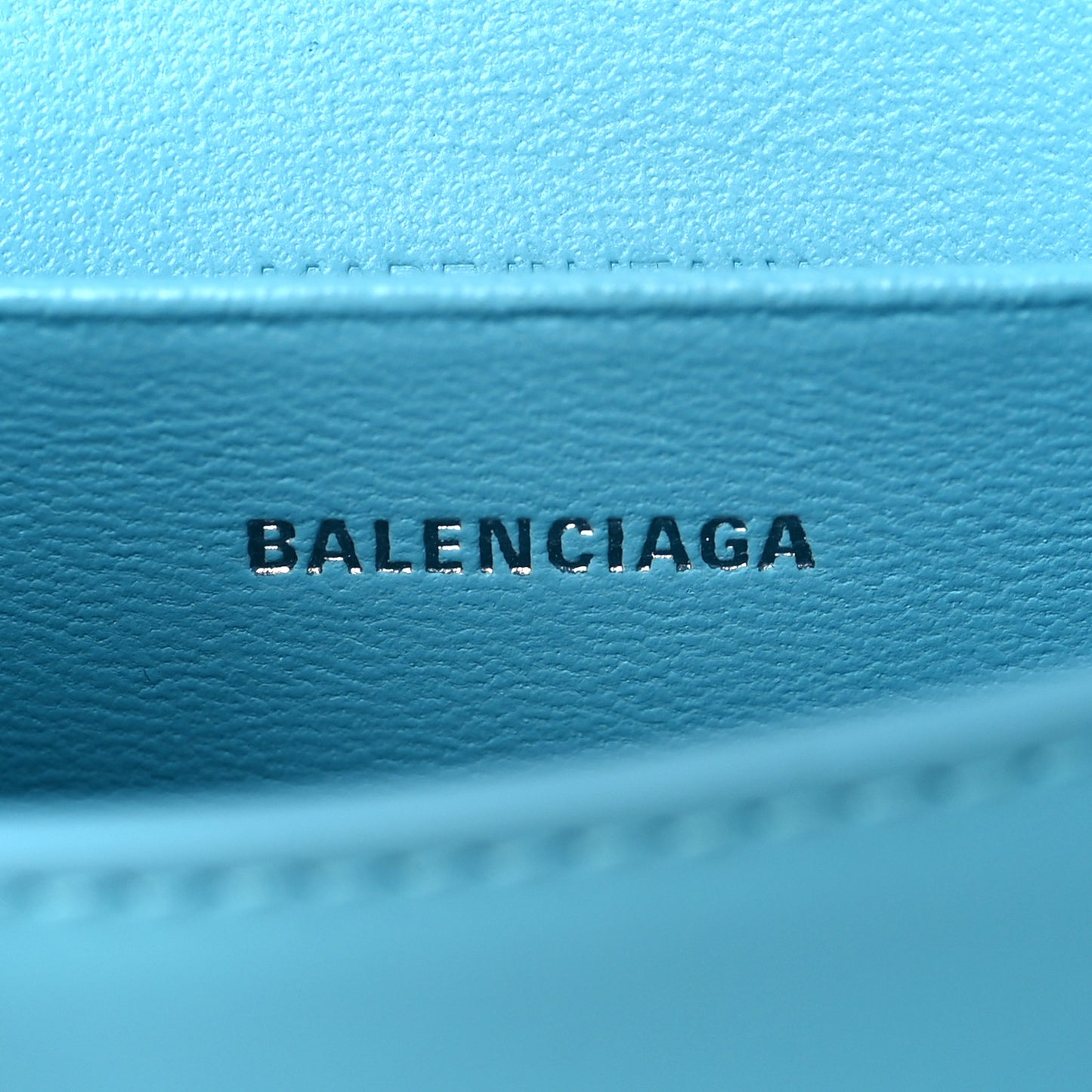 Shiny Box Calfskin Tonal B Hourglass Top Handle Bag Mini Azur